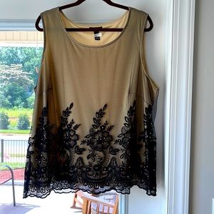 Dressy sleeveless black lace blouse. Size 3x